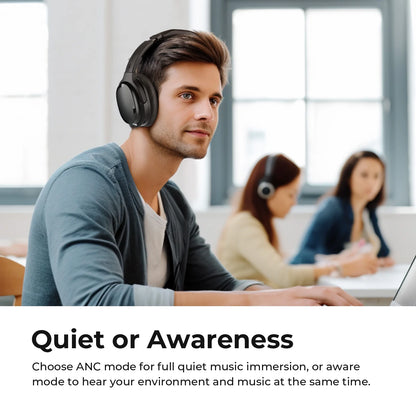 SE7 Active Noise Cancelling Headphones Wireless Bluetooth Headphones over Ear with Mic/Aptx, Comfortable Protein Earpads 30H Playtime, Foldable Headphones for Travel/Work - Dark Green